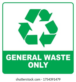 General waste signage for hospitals and public spaces green and white design