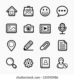 General Website Line Icons On White Background - Vector Illustration