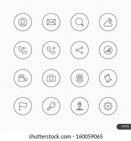 General Website and Mobile Icons with circle on white background - Vector illustration