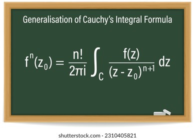 Generalisation of Cauchy’s Integral Formula on a chalkboard. Math. Vector illustration.