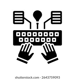 Generalization glyph icon, use for machine learning, education, technology industry, UI, UX kit, app and web development, digital or print.