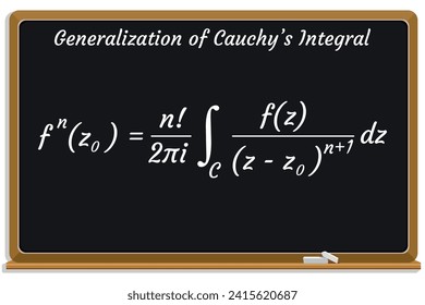 Generalization of Cauchy’s Integral Formula  on a black chalkboard. Education. Science. Formula. Vector illustration.