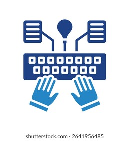 Generalization mini illustration dual tone blue color icon, use for machine learning, education, technology industry, UI, UX kit, app and web development, digital or print.