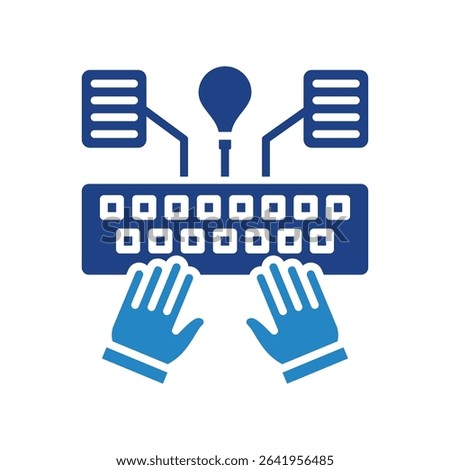 Generalization mini illustration dual tone blue color icon, use for machine learning, education, technology industry, UI, UX kit, app and web development, digital or print.