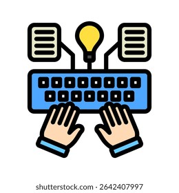 Generalization mini illustration outline color icon, use for machine learning, education, technology industry, UI, UX kit, app and web development, digital or print.