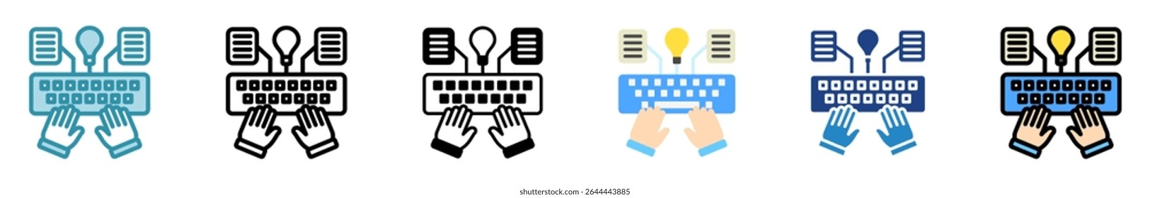 Generalização multi estilo, mini ilustração ícone conjunto. contorno, plano, glifo, cor da linha. vetor para UI, UX, aplicativo, web, digital ou impressão, relacionado à aprendizagem de máquina, tecnologia, educação, indústria.