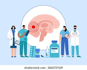 Generalized or partial seizure. Epilepsy and abnormal brain activity. Pain, spasm, migraine, headache or stress in human head. CNS disorder. Mental health clinic. Medical research vector illustration.