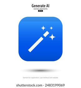 Generate AI. 3d button minimal modern. AI enters by command prompt to generate ideas. 3d blue icon design style for Apps, Websites, Interfaces, and mobile apps. UI UX design, Vector illustration.