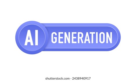 Generate AI button. Artificial intelligence logo. Machine learning. Generate image and text sign. Computer help assistant. Data science. Chat brain assistant. Vector illustration