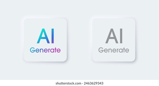 Botón Generar AI. Inteligencia artificial y tecnología de aprendizaje automático. La IA entra por Instrucción de mando para generar ideas. Chat con AI. UI UX diseño, Ilustración vectorial.