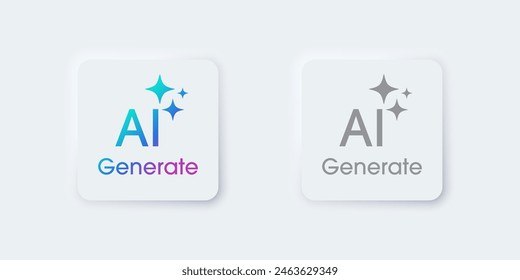 Generate AI button. Artificial intelligence and Machine learning technology concept. AI enters by command prompt to generate ideas. Chat with AI.  UI UX design, Vector illustration.