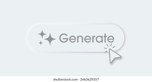 Generate AI button. Artificial intelligence and Machine learning technology concept. AI enters by command prompt to generate ideas. Chat with AI.  UI UX design, Vector illustration.