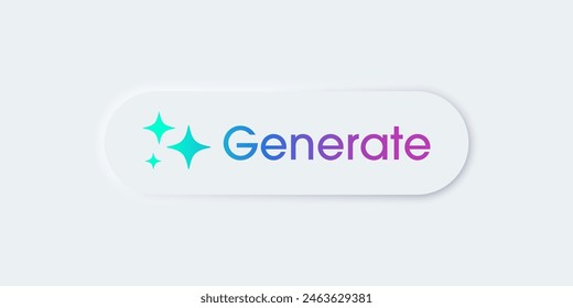 Generate AI button. Artificial intelligence and Machine learning technology concept. AI enters by command prompt to generate ideas. Chat with AI.  UI UX design, Vector illustration.