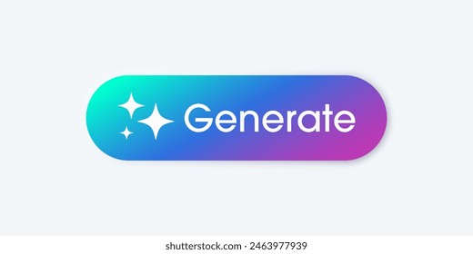 Generate AI button. Artificial intelligence and Machine learning technology concept. AI enters by command prompt to generate ideas. Chat with AI.  UI UX design, Vector illustration.