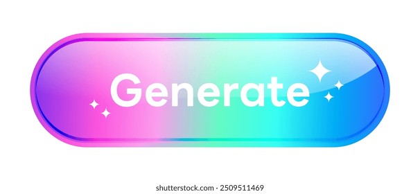 Generate AI button, Artificial Intelligence colorful Gradient badge icon ,Generate text Typography and Magic star icon Ai logo. for website or application image generator