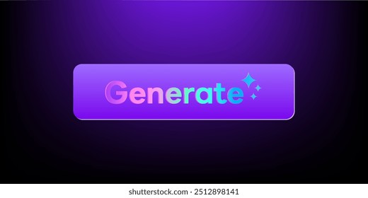 Generate AI button, Artificial Intelligence rainbow colorful Gradient badge icon ,Generate text Typography and Magic star icon Ai logo. for website or application image generator