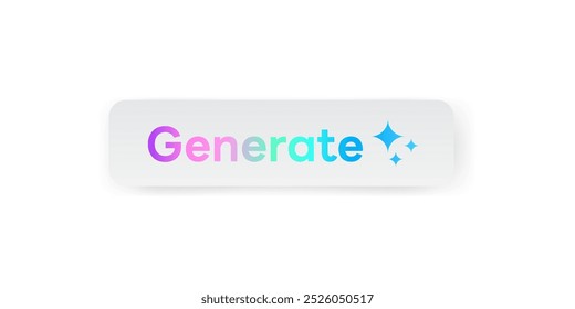 Generate AI button, Artificial Intelligence icon rainbow colorful Gradient on white badge ,Generate text Typography and Magic star icon Ai logo. for website or application image generator