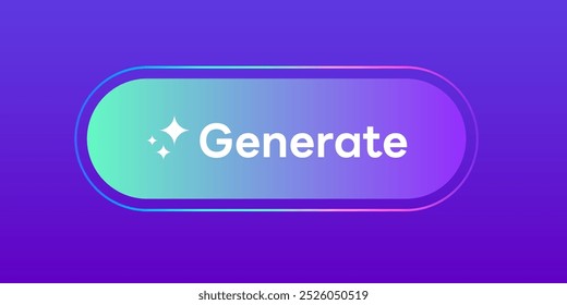 Generate AI button, Artificial Intelligence rainbow colorful Gradient badge icon ,Generate text Typography and Magic star icon Ai logo. for website or application image generator