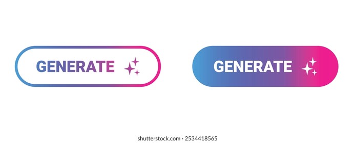 Botón de IA de Generar. Inteligencia artificial y concepto de tecnología de aprendizaje automático. La IA entra por Instrucción de comandos para generar ideas. Chatea con AI. Diseño UI UX, Ilustraciones vectoriales