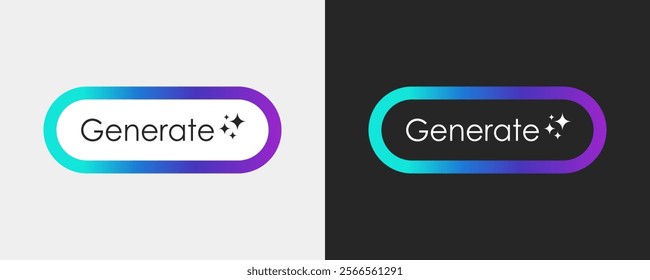 Generate Ai button. Artificial intelligence generate sidebar. Command prompt button to generate ideas. UI UX, apps, websites, and Interfaces. Vector illustration