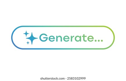 Generate AI button. artificial intelligence icon. Machine learning generator. Generate text and image pressbutton prompt. Magic stars sign. Chat brain assistant. Vector illustration.