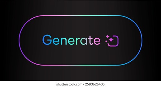 Generate AI button, Artificial Intelligence rainbow colorful Gradient Text icon badge, Generate text Typography and Magic star icon Ai logo. for website or application image generator