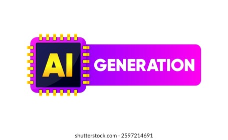 Generate AI button. Artificial intelligence and Machine learning technology concept. Chat with AI. Future technology. Vector illustration.