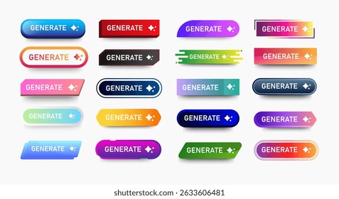 Generate AI button. Artificial intelligence and Machine learning technology concept. AI enters by command prompt to generate ideas. Chat with AI. UI UX design, Vector illustration.