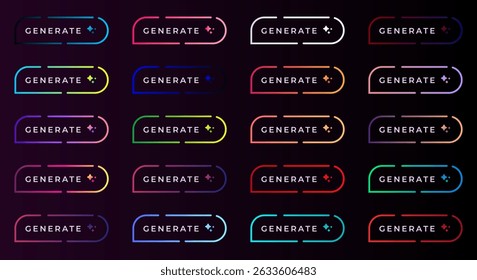 Botão Gerar IA. Inteligência artificial e conceito de tecnologia de aprendizagem de máquina. A IA entra pelo prompt de comando para gerar ideias. Converse com a IA. UI design UX, ilustração de vetor.