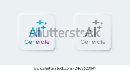 Generate AI button. Artificial intelligence and Machine learning technology concept. AI enters by command prompt to generate ideas. Chat with AI.  UI UX design, Vector illustration.