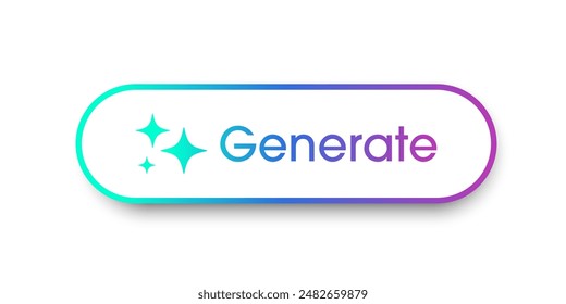 Botón Generar AI. Botones con símbolos Generar AI. Estilo de diseño plano para App, Sitios web, interfaces y App móviles. Tecnología de inteligencia artificial. Ilustración vectorial.