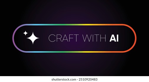 Generate AI button. Craft with Artificial Intelligence. AI enters by command prompt to generate ideas. Neumorphism style. Vector illustration.