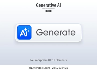 Botão Gerar IA. Insira o prompt de comando para gerar ideias. Botão moderno 3D com design de ícone para aplicativos, sites, interfaces e aplicativos móveis. UI design UX, ilustração de vetor.