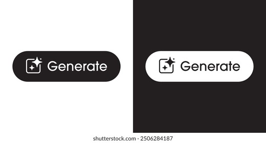 Generate AI button. Flat button. AI enters by command prompt to generate ideas. Chat with AI. UI UX design, Vector illustration.