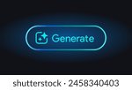 Generate AI button. LLM artificial intelligence icon. Machine learning generator. Generate text and image pressbutton prompt. Magic stars sign. Chat brain assistant. Vector illustration.