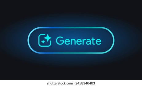 Generate AI button. LLM artificial intelligence icon. Machine learning generator. Generate text and image pressbutton prompt. Magic stars sign. Chat brain assistant. Vector illustration.