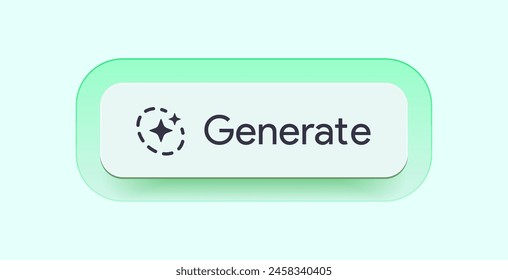 Generieres KI-Button. In: LLM Artificial Intelligence Icon. Generator für maschinelles Lernen. Generiere Text- und Bild-Tastenaufforderung Magische Sterne. Chat Brain Assistant. Vektorillustration.