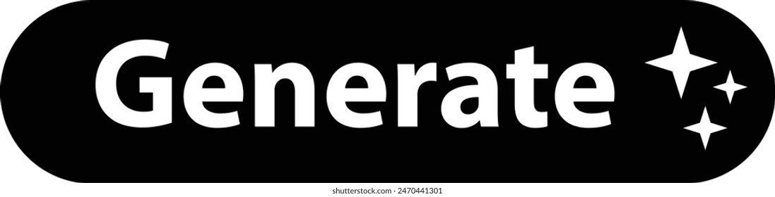 Generate AI button. LLM artificial intelligence icon. Machine learning generator sign. Generate text and image by pressing button prompt. flat style.