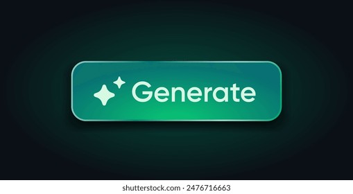 Generate AI button. LLM artificial intelligence icon. Machine learning generator. Generate text and image pressbutton prompt. Magic stars sign. Chat brain assistant. Vector illustration.