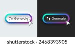 Generate AI button. Neumorphic bar. Artificial intelligence and Machine learning technology concept. AI enters by command prompt to generate ideas. Neumorphism style. Vector illustration.
