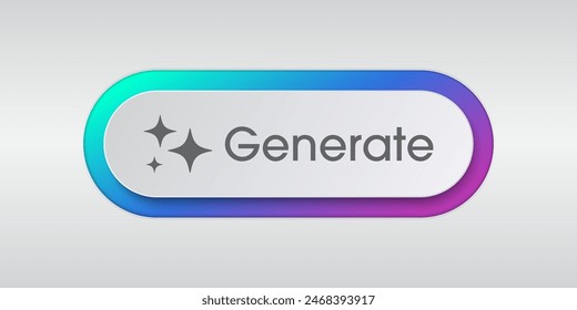 Generate AI button. Neumorphic bar. Artificial intelligence and Machine learning technology concept. AI enters by command prompt to generate ideas. Neumorphism style. Vector illustration.
