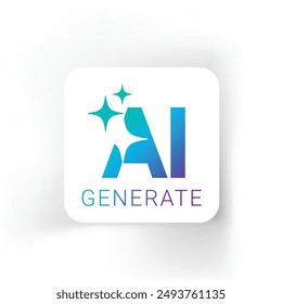 Botón Generar AI, barra neumórfica. Icono de Generar AI, logo de Artificial Intelligence. Ai logo Concept. Símbolo de Vector.