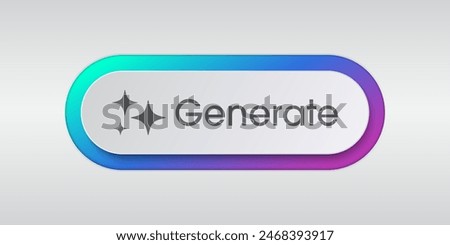 Generate AI button. Neumorphic bar. Artificial intelligence and Machine learning technology concept. AI enters by command prompt to generate ideas. Neumorphism style. Vector illustration.
