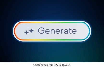 Gerar painel de botões AI. Painel de entrada de comandos para gerar ideias. Aprendizagem de máquina e conceito de inteligência artificial. Ilustração em 3D vetorial.