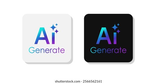 Generate AI button set. Artificial intelligence logo icon symbol concept for UI UX design. Vector illustration