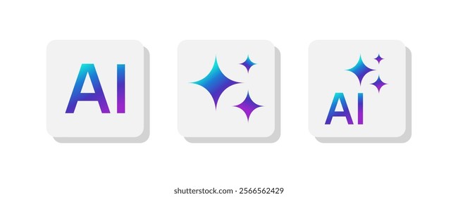 Generate AI button set. Artificial intelligence and machine learning technology concept for UIUX design. Vector illustration