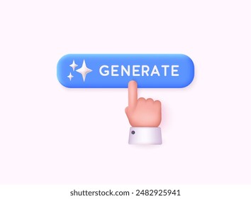 Generate AI button. AI stars icon. Artificial intelligence logo. LLM artificial intelligence icon. Machine learning generator. 3D Web Vector Illustrations.