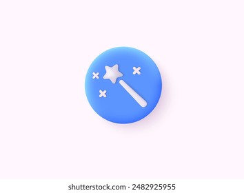 Generate AI button. AI stars icon. Artificial intelligence logo. LLM artificial intelligence icon. Machine learning generator. 3D Web Vector Illustrations.