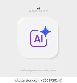 Gerar símbolo de botão de IA. Botão de sinal de inteligência artificial. Gerador de aprendizado de máquina e gerar texto e imagem pressione o prompt do botão. Símbolo de estrelas mágicas. Bate-papo assistente cerebral