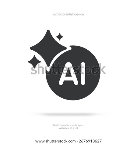 Generate AI button symbol. Artificial intelligence sign button. Machine learning generator and generate text and image press button prompt. Magic stars symbol. Chat brain assistant